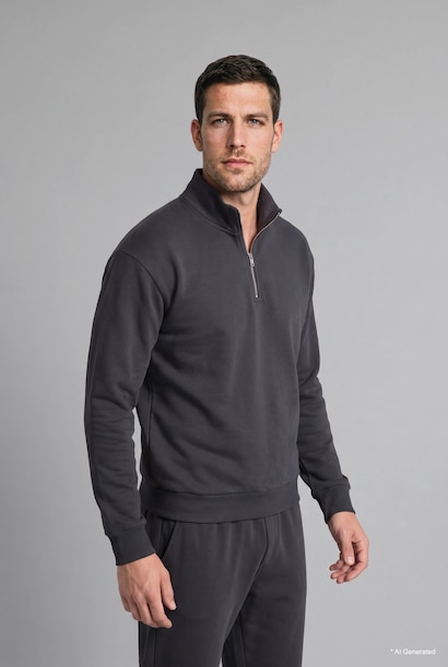 Regular Fit Yarım Fermuarlı Basic Sweatshirt