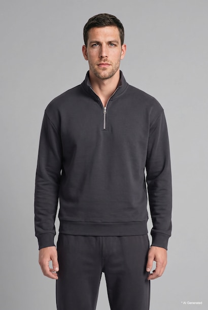 Regular Fit Yarım Fermuarlı Basic Sweatshirt