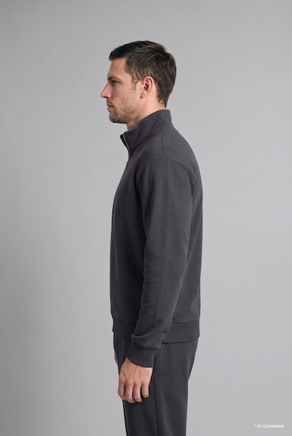 Regular Fit Yarım Fermuarlı Basic Sweatshirt