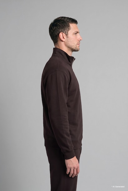Regular Fit Basic High Neck Zip-Up Sweatshirt