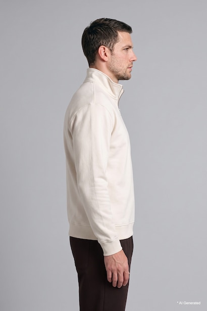 Regular Fit Mock Neck Half-Zip Basic Sweatshirt