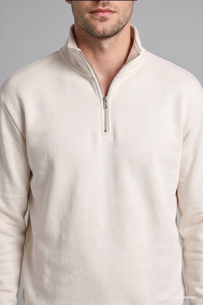 Regular Fit Mock Neck Half-Zip Basic Sweatshirt