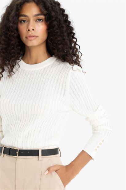 Regular Fit трикотажный свитер с круглым вырезом