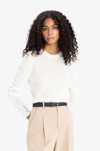 Regular Fit трикотажный свитер с круглым вырезом