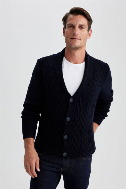Standard Fit Shawl Collar Knitwear Cardigan