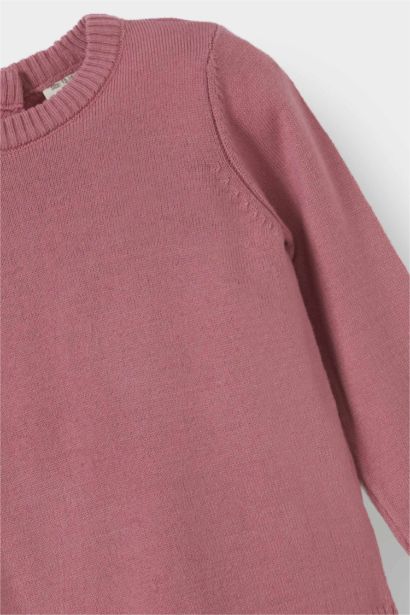 Baby Girl Regular Fit Crew Neck Knit Pullover