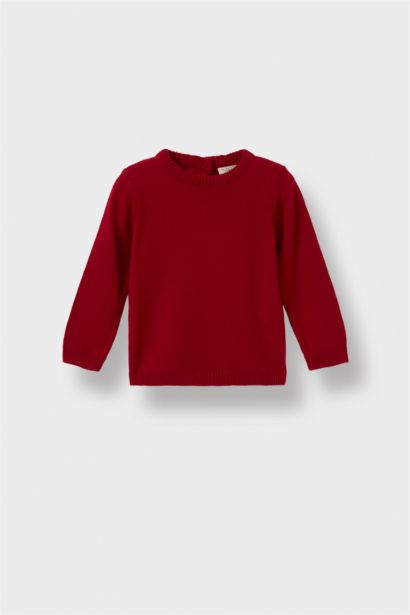 Baby Girl Regular Fit Crew Neck Knit Pullover