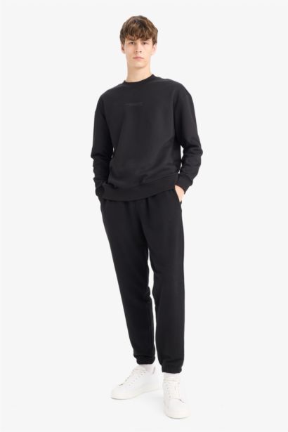 Boxy Fit Printed Crew Neck Long Sleeve Sweatshirt