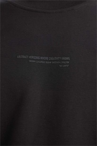 Boxy Fit Printed Crew Neck Long Sleeve Sweatshirt