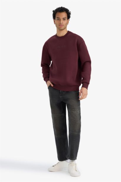 سويت شيرت اوفر سايز بطباعة وياخة مستديرة