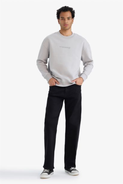 سويت شيرت أوفر سايز بطباعة وياخة مستديرة