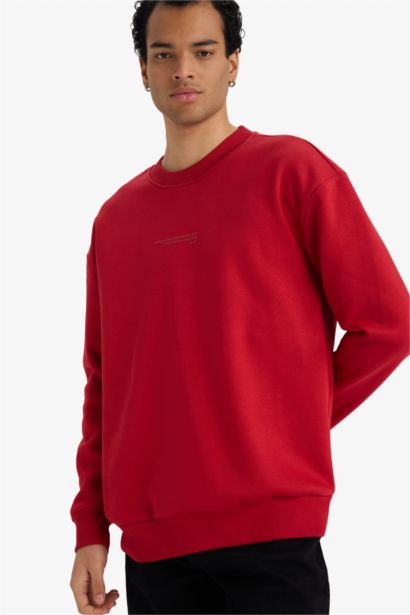 Boxy Fit Crew Neck Soft Fleece Lined Sweatshirt