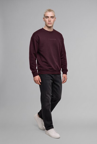 Boxy Fit Printed Crew Neck Sweatshirt