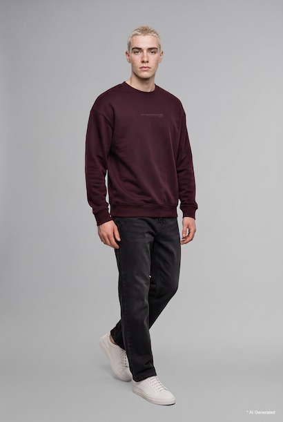 Boxy Fit Pamuklu Baskılı Sweatshirt