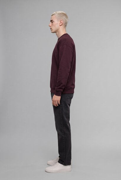 Boxy Fit Printed Crew Neck Sweatshirt