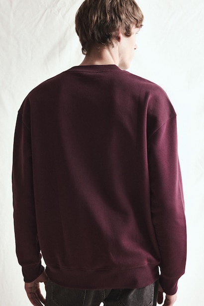 Boxy Fit Cotton Printed Fleece Lining Sweatshirt