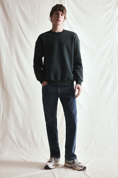 Boxy Fit Cotton Printed Fleece Lining Sweatshirt