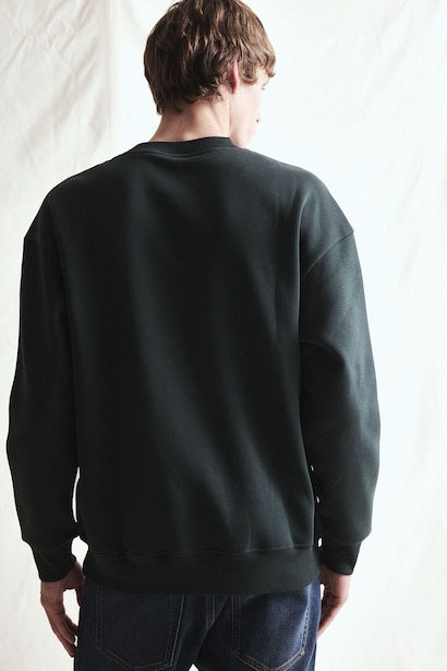 Boxy Fit Cotton Printed Fleece Lining Sweatshirt