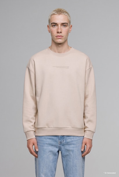 Boxy Fit Pamuklu Baskılı Sweatshirt