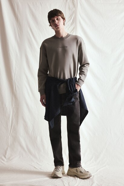 Boxy Fit Long Sleeve Cotton Crew Neck Printed Sweatshirt