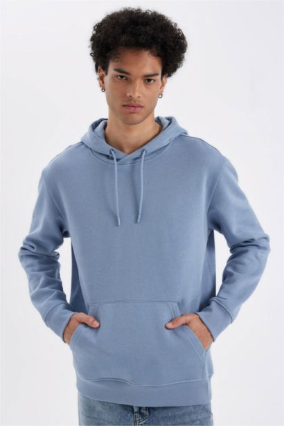 Regular Fit Kangaroo Pocket Soft Fleece Lined Basic Hoodie