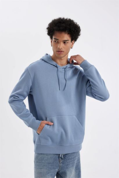 Regular Fit Kangaroo Pocket Soft Fleece Lined Basic Hoodie