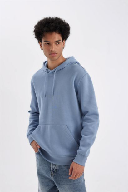 Regular Fit Kangaroo Pocket Soft Fleece Lined Basic Hoodie
