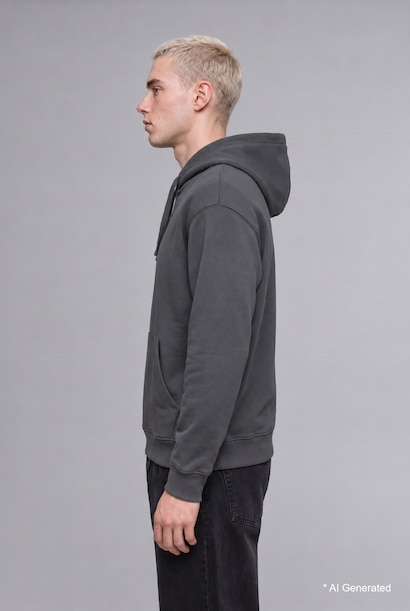 Regular Fit Kangaroo Pocket Basic Hoodie