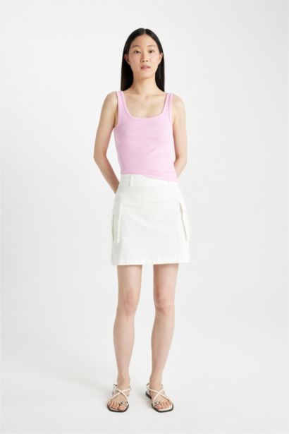 Slim Fit Square Neck Ribbed Camisole Tank Top