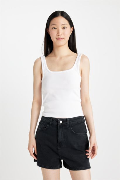 Slim Fit Square Neck Ribbed Camisole Tank Top