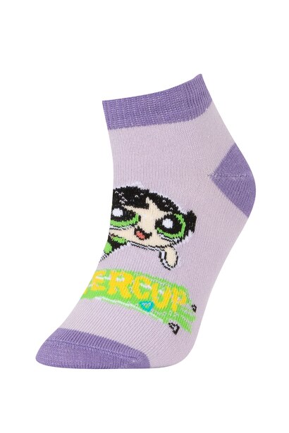 Kız Çocuk PowerPuff Girls Pamuklu 3'lü Patik Çorap
