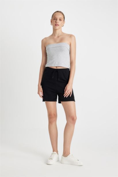 Regular Fit Thin Sweatshirt Fabric Regular Hem Shorts