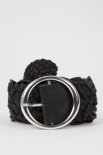 Kadın Oval Toka Suni Deri Üçlü Elbise Kemeri