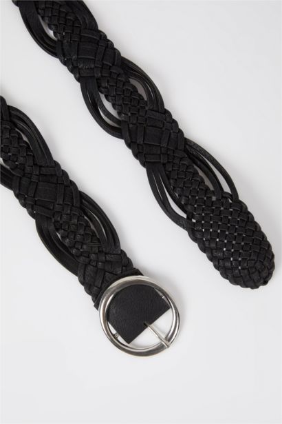 Kadın Oval Toka Suni Deri Üçlü Elbise Kemeri