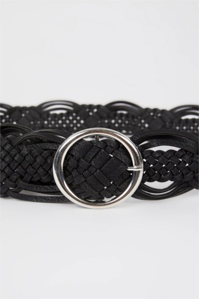 Kadın Oval Toka Suni Deri Üçlü Elbise Kemeri