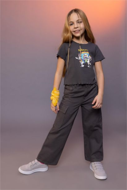 Girl Wide Leg Cotton Cargo Pants