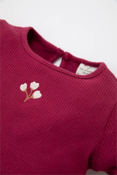 طقم بنات تيشيرت برقبة مستديرة وسروال بخصر مطاطي - قطعتين