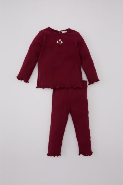 طقم بناتي فلورال مضلع - قطعتين