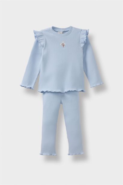 Baby Girl Floral Long Sleeve Ribbed Camisole 2 Piece Set