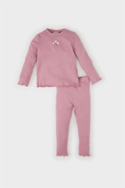 Ensemble de t-shirt imprimé à manches longues et pantalon pour bébé fille