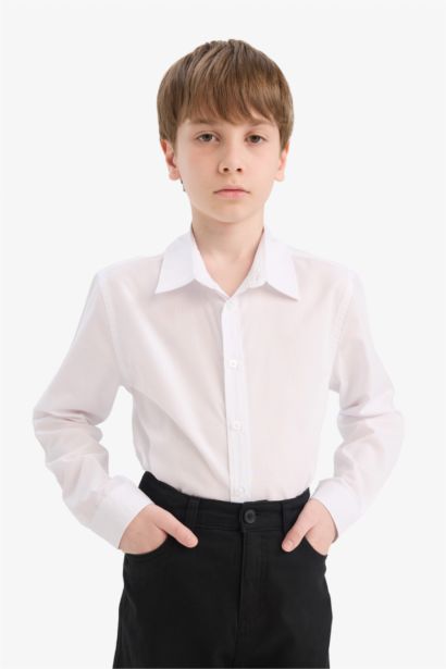 Chemise en popeline à manches longues pour garçon