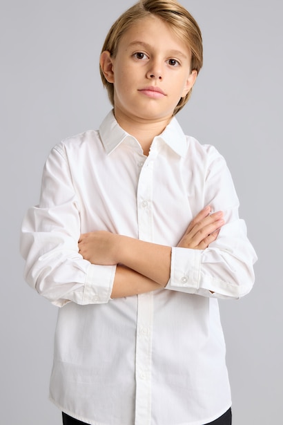 Boy Regular Fit Shirt Collar Poplin Long Sleeve Shirt