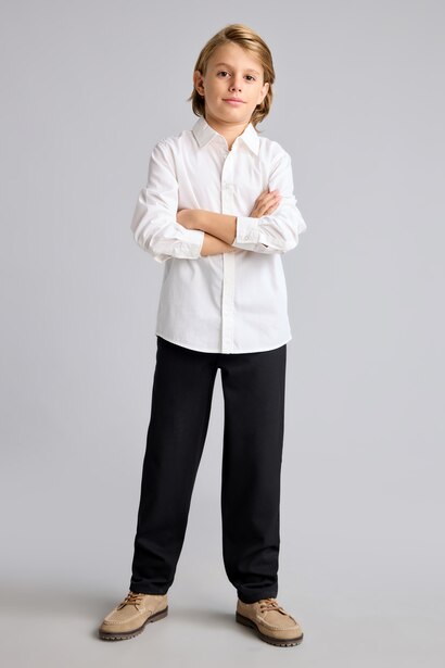 Boy Regular Fit Shirt Collar Poplin Long Sleeve Shirt