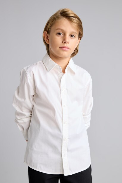 Boy Regular Fit Shirt Collar Poplin Long Sleeve Shirt