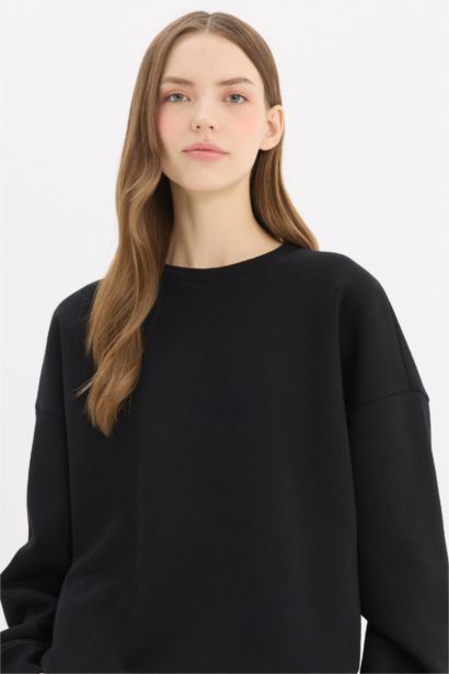 سويت شيرت تقيل اوفر سايز برقبة مستديرة