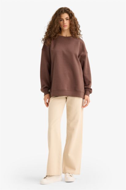 Толстая толстовка Oversize для школы с круглым вырезом и из плотной ткани