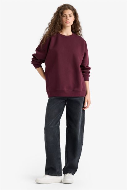 Толстая толстовка Oversize для школы с круглым вырезом и из плотной ткани