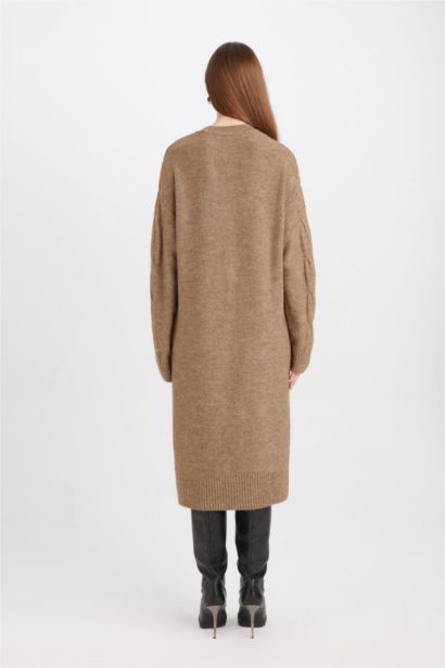 Saç Örgülü Basıc Maxi Triko  Elbise