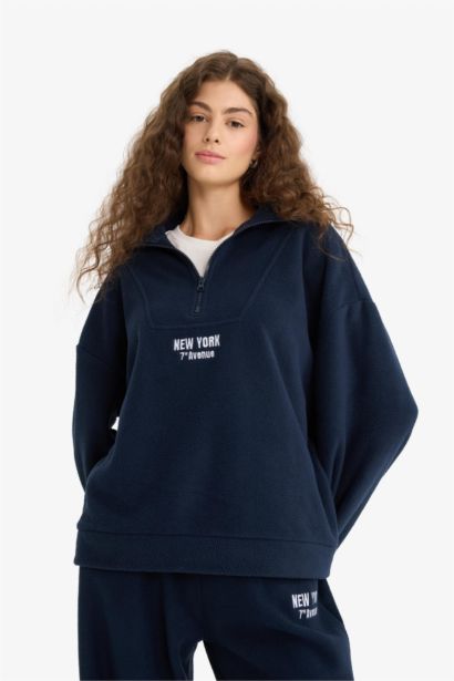 سويت شيرت قطيفة اوفر سايز بياخة عالية بسحاب