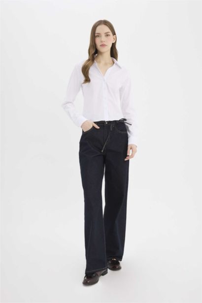 Fitted Bengalin Woven Basic White Shirt